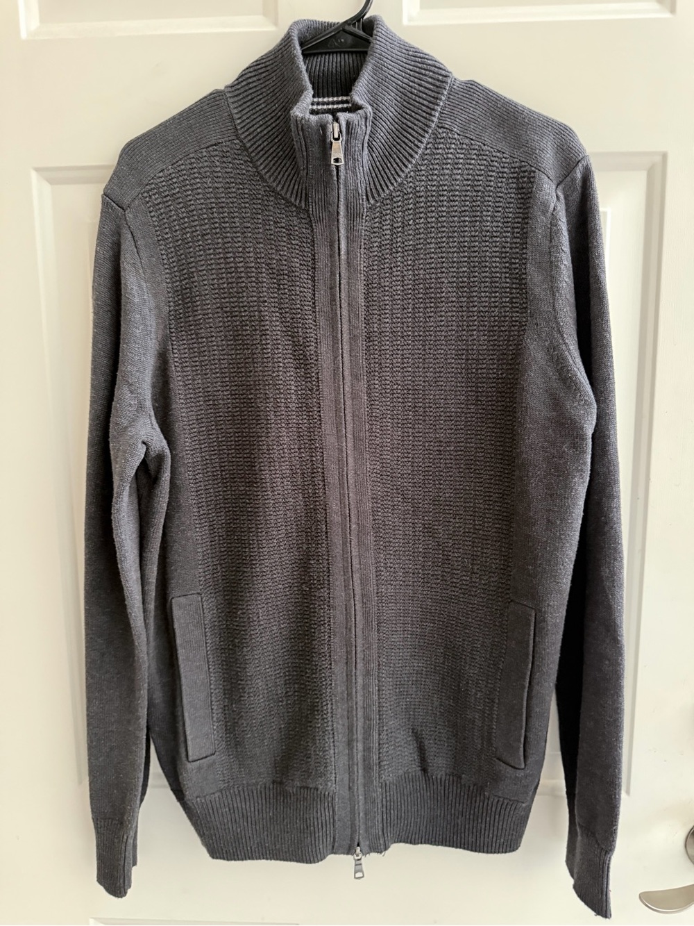 Banana Republic Men's Full-Zip Knit Sweater - Charcoal Gray
